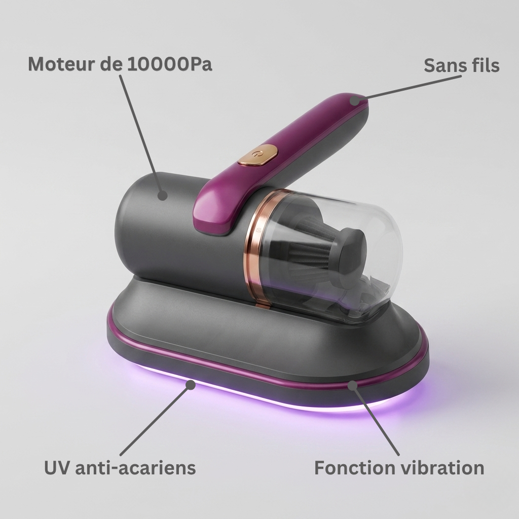 Aspirateur anti-acariens sans fil pour textiles